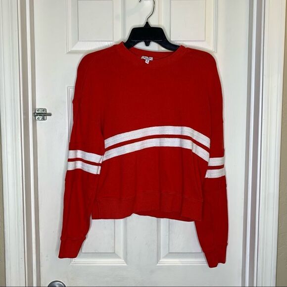 Splendid Double Stripe Sweatshirt Red and White Size Extra Small - Picture 2 of 8